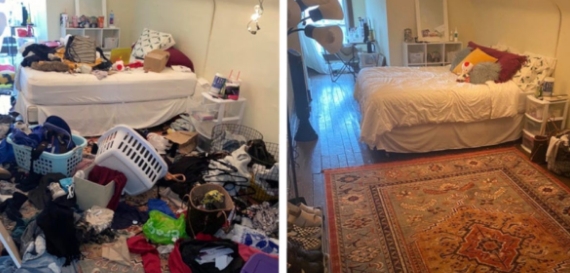 10 Vorher nachher Bilder von aufgeräumten Zimmern